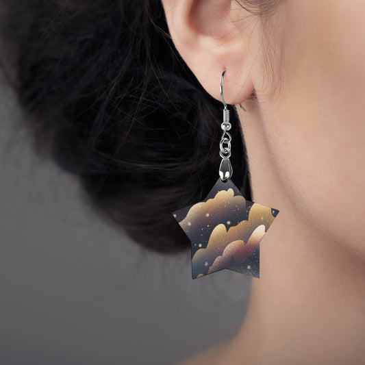 Wooden earrings pendant Print